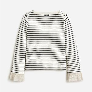 J. Crew mariner jersey bell-sleeve striped T-shirt with eyelet trim